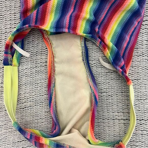 Vintage 90’s Sassafras Rainbow Striped String Beachy Bikini Size S/M - Picture 10 of 15